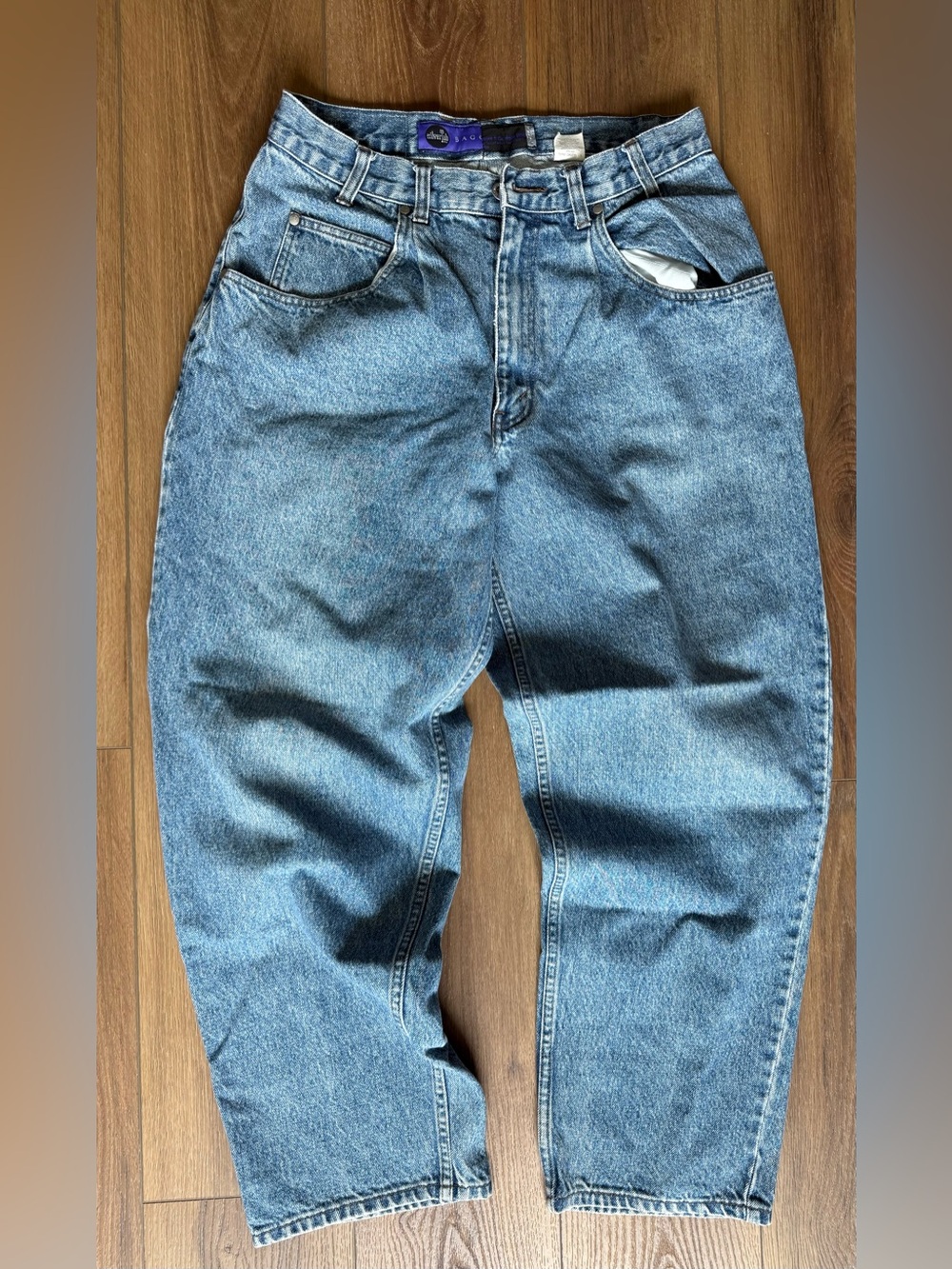 Levi's SilverTab Baggy Pleated Blue Straight Cotton Vintage 90s Jeans 34x30